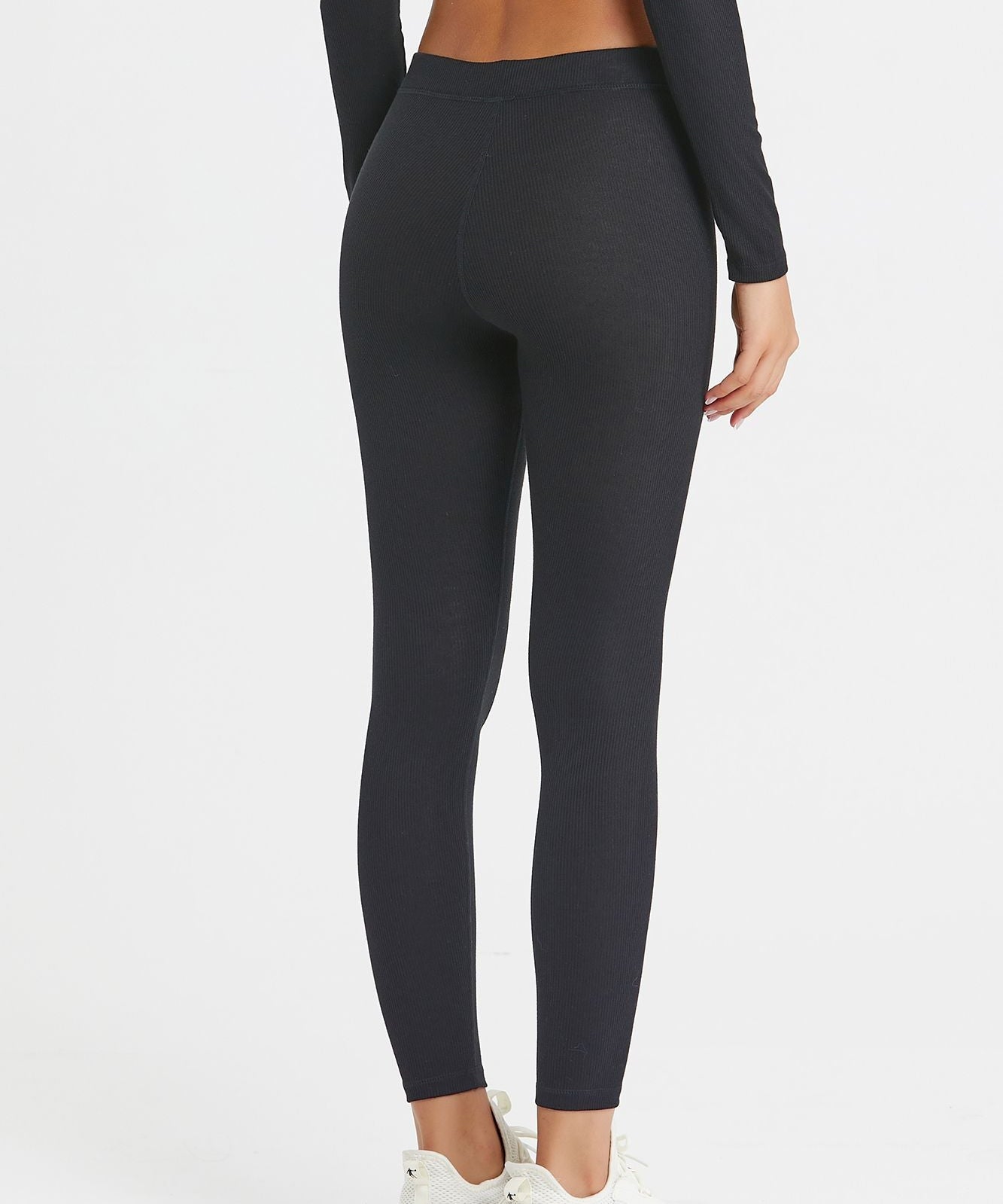 Ribbed Mid-Waist Workout Leggings by bornfocus