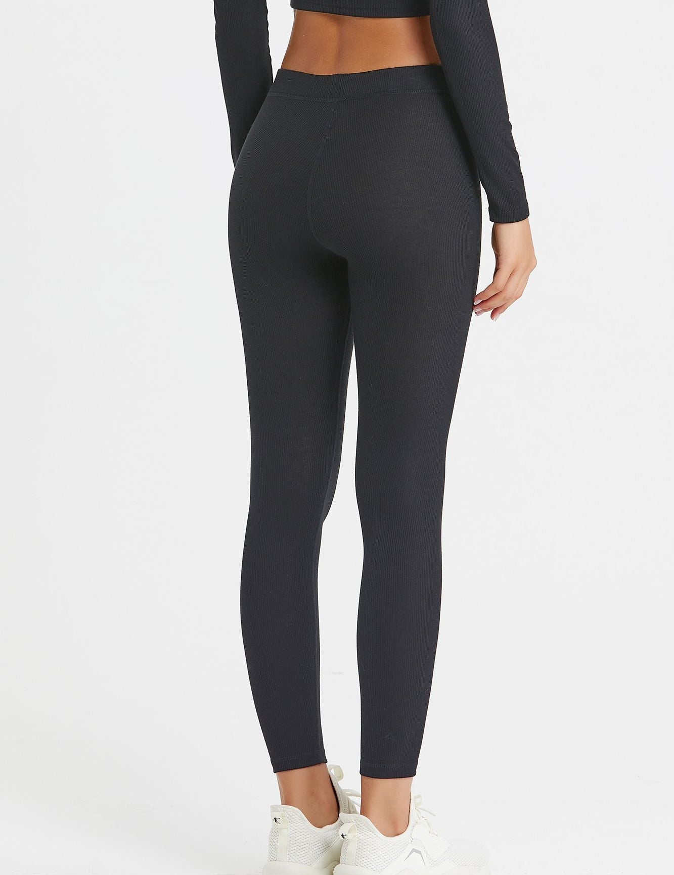 Ribbed Mid-Waist Workout Leggings by bornfocus