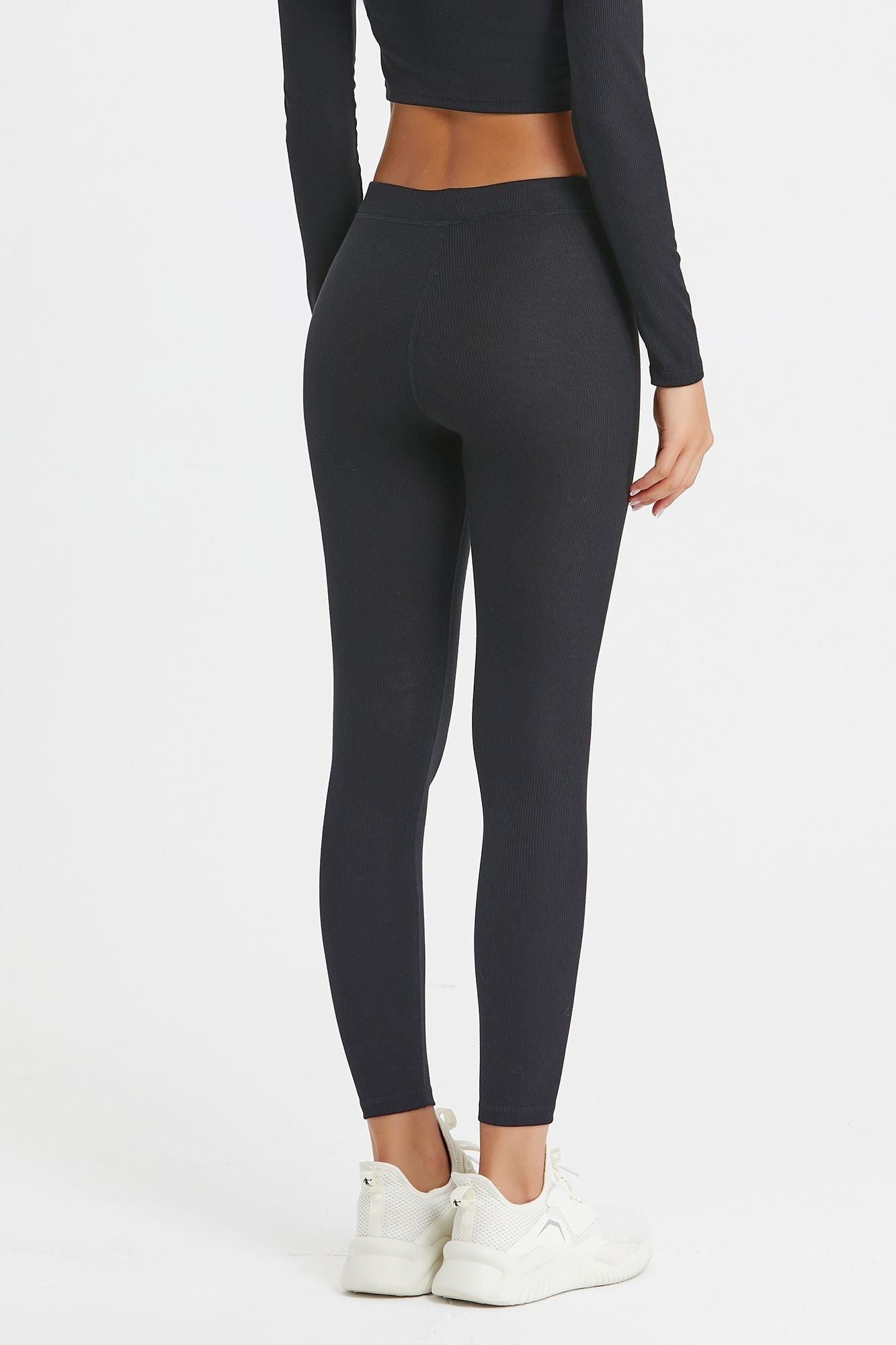 Ribbed Mid-Waist Workout Leggings by bornfocus