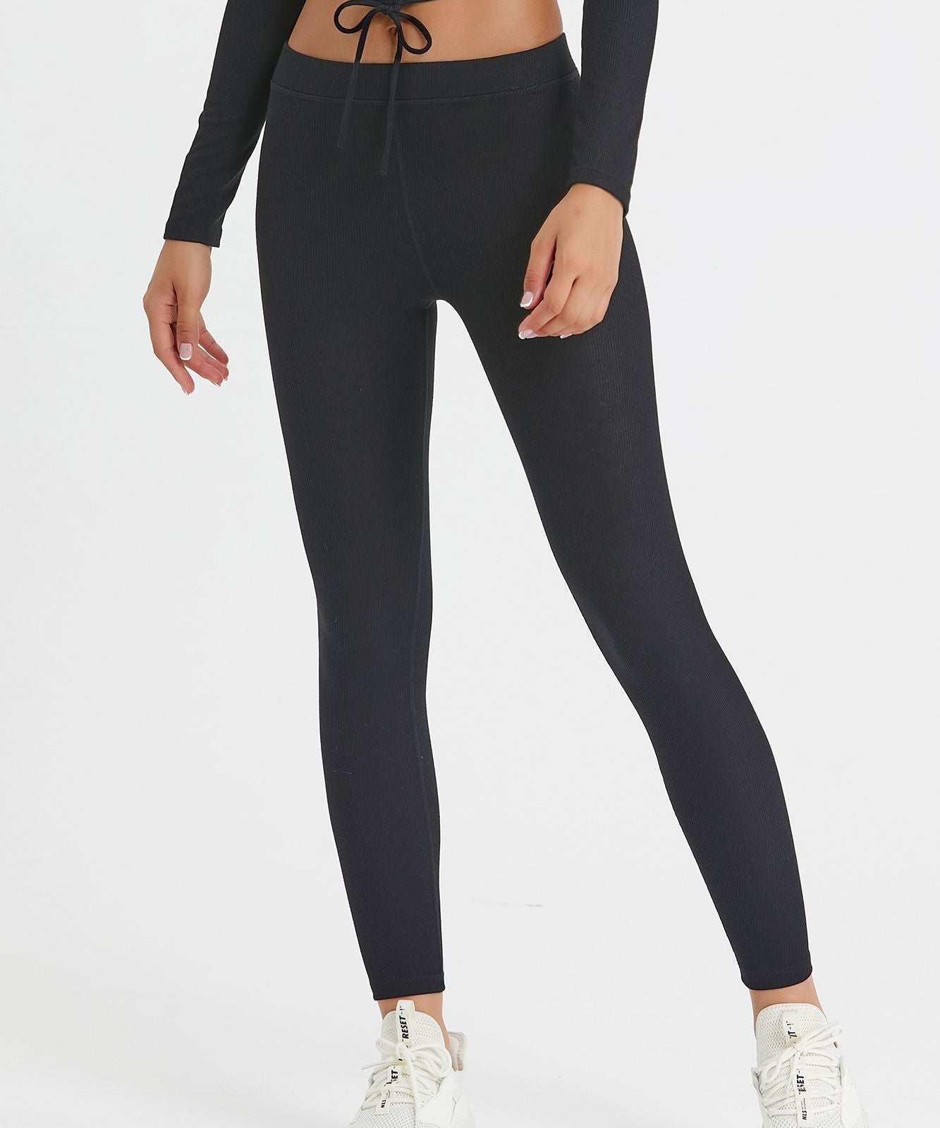 Ribbed Mid-Waist Workout Leggings by bornfocus