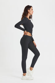 Ribbed Mid-Waist Workout Leggings by bornfocus