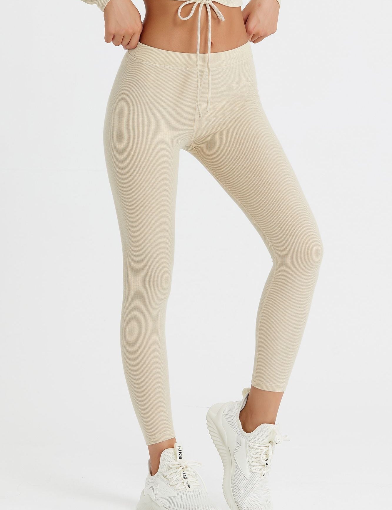 Ribbed Mid-Waist Workout Leggings by bornfocus