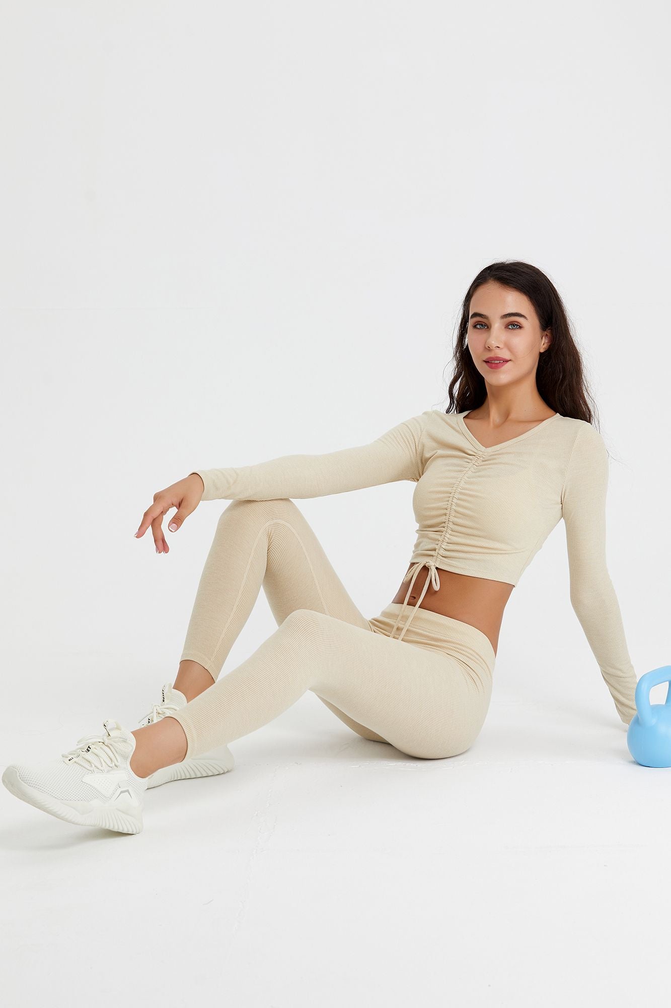 Ribbed Mid-Waist Workout Leggings by bornfocus