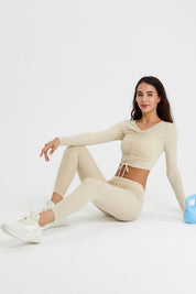 Ribbed Mid-Waist Workout Leggings by bornfocus
