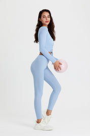 Ribbed Mid-Waist Workout Leggings by bornfocus