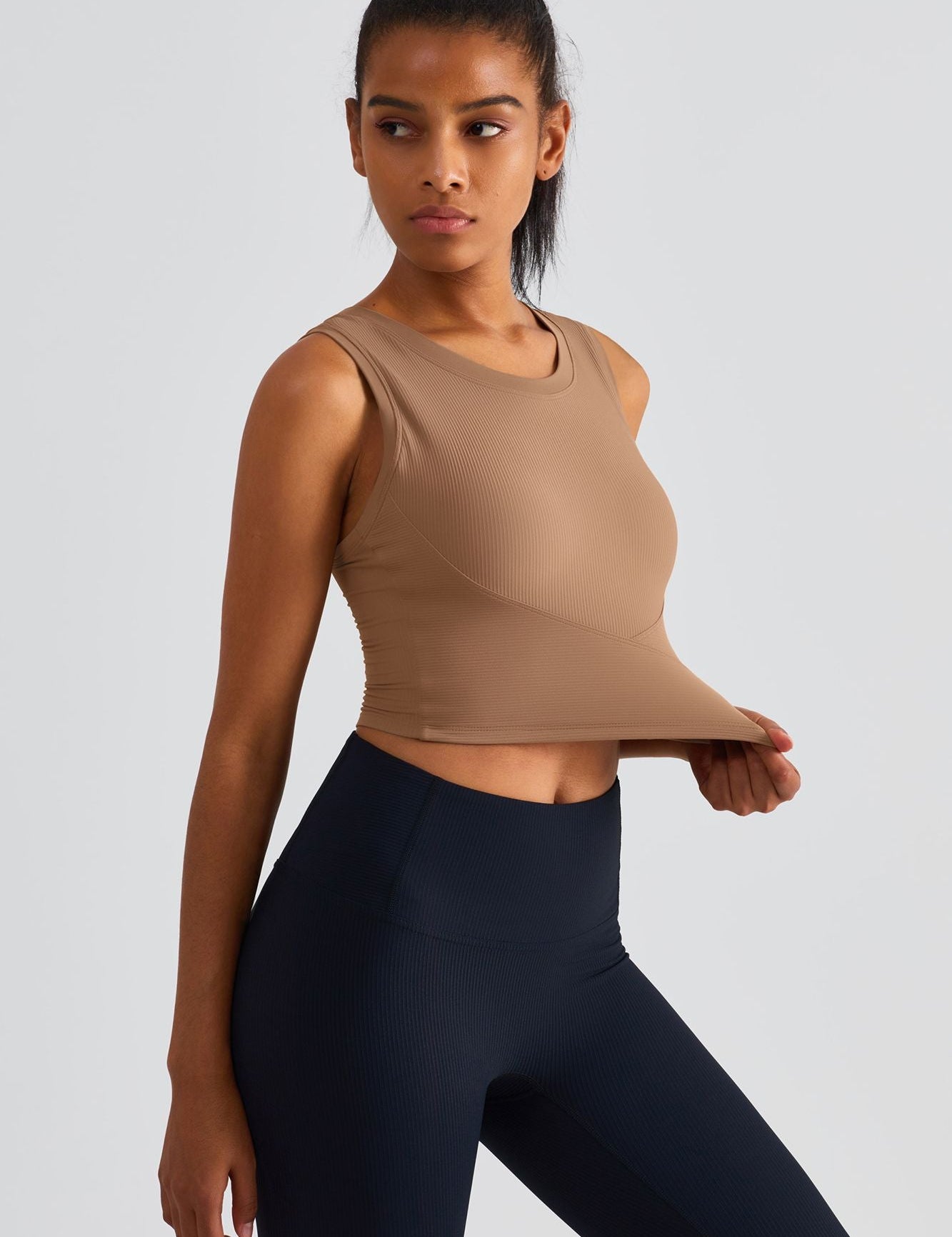 Ribbed Longline Racerback Sports Bra by bornfocus