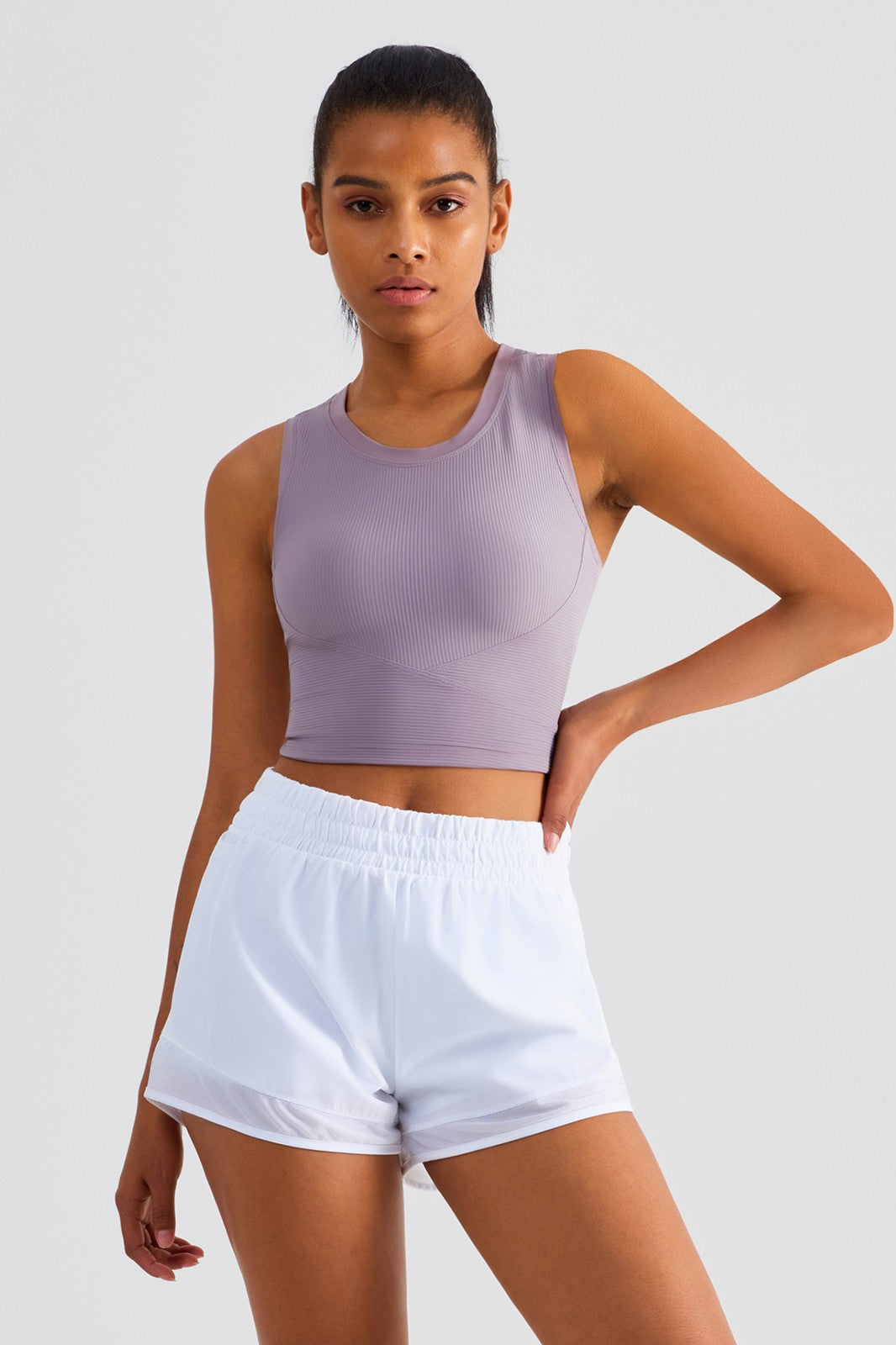 Ribbed Longline Racerback Sports Bra by bornfocus