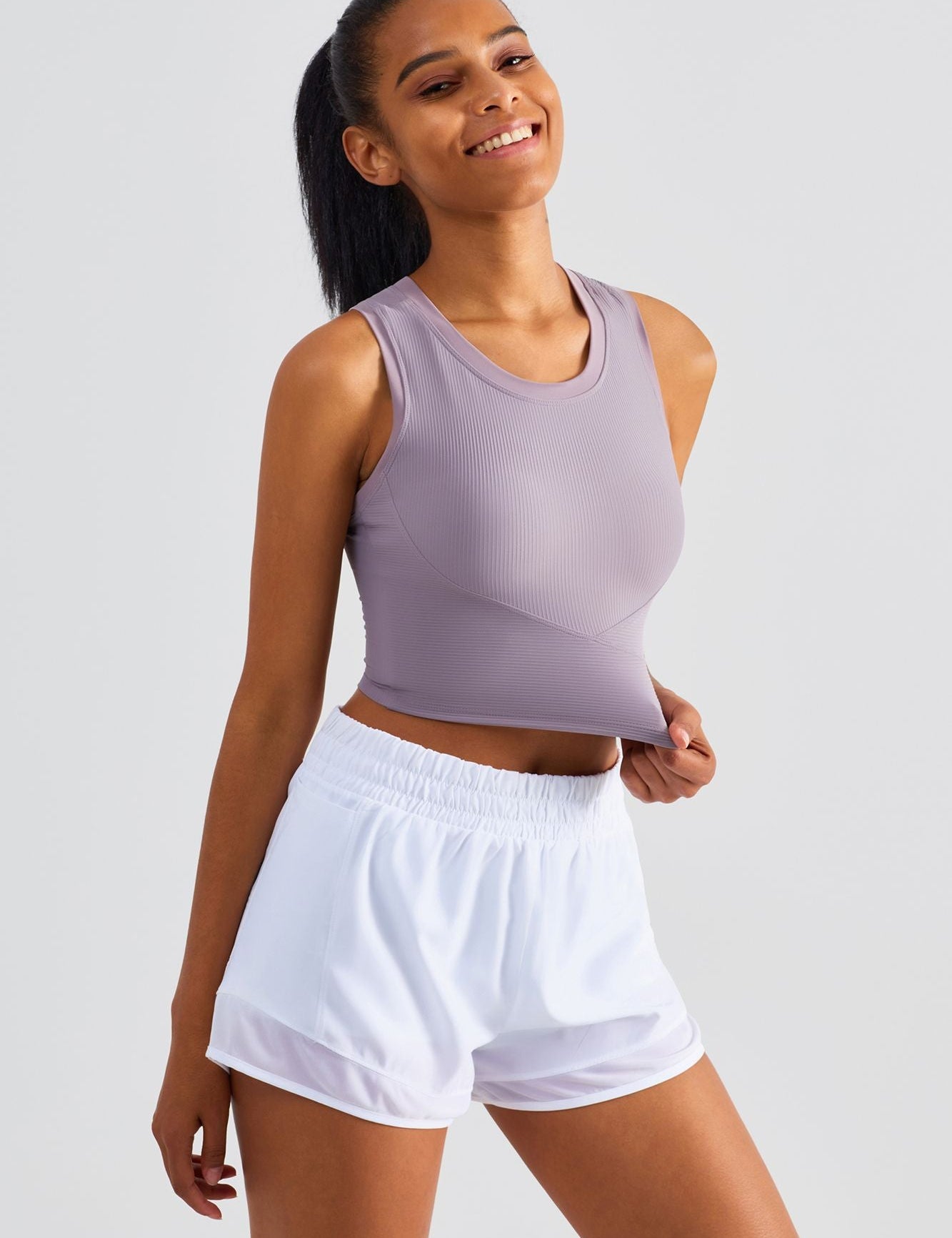 Ribbed Longline Racerback Sports Bra by bornfocus