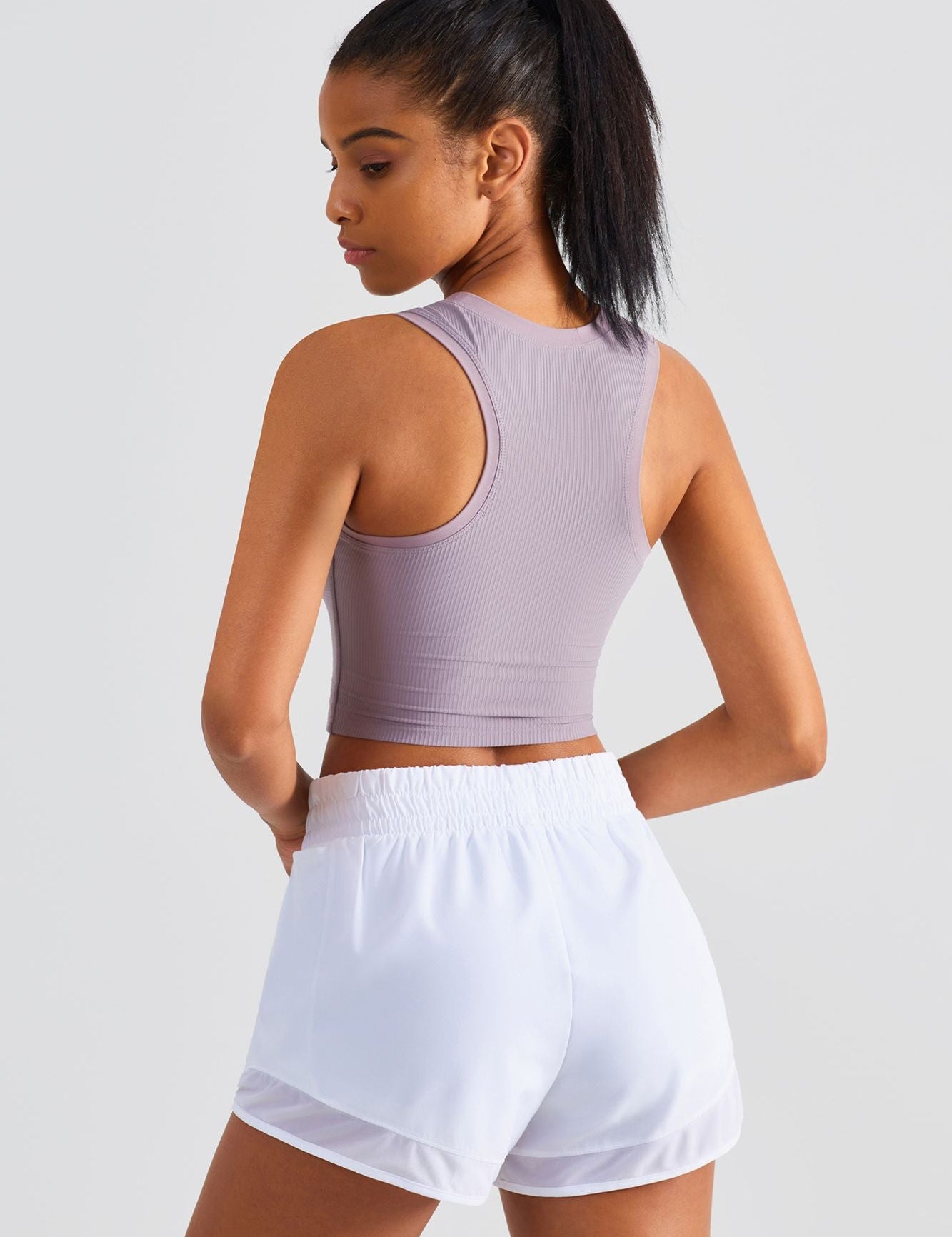 Ribbed Longline Racerback Sports Bra by bornfocus