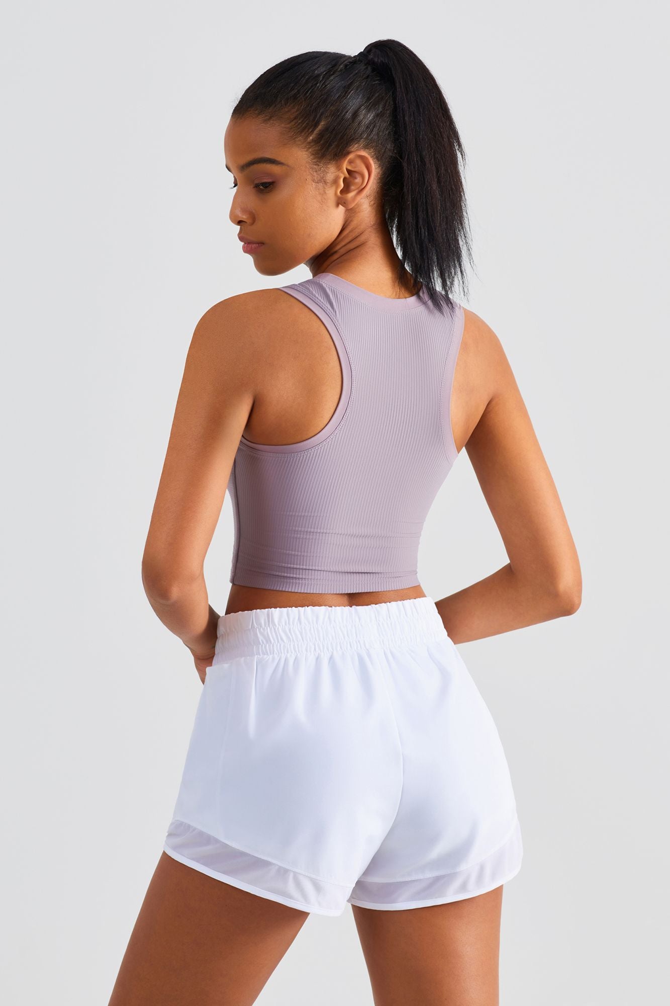 Ribbed Longline Racerback Sports Bra by bornfocus