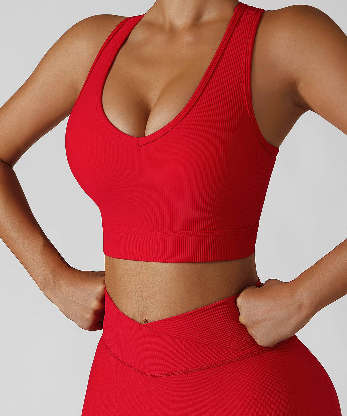 Ribbed Racerback Sports Bra by bornfocus