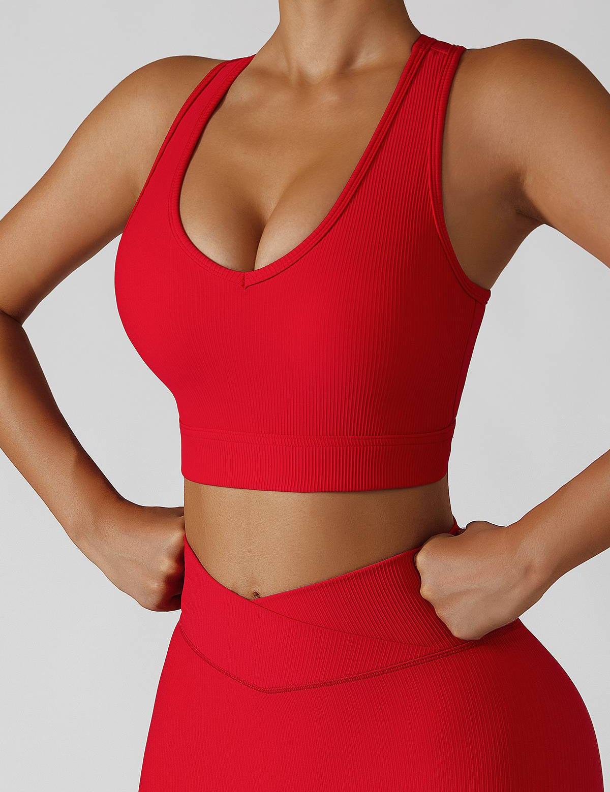 Ribbed Racerback Sports Bra by bornfocus