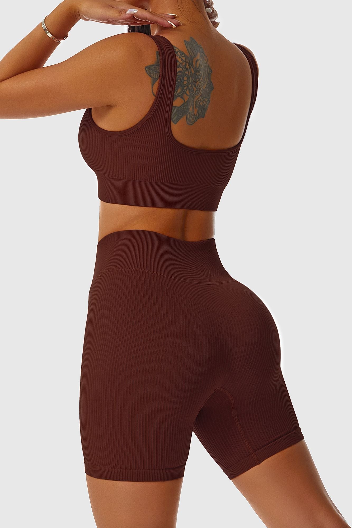 Ribbed Scoop Neckline Sports Bra by bornfocus