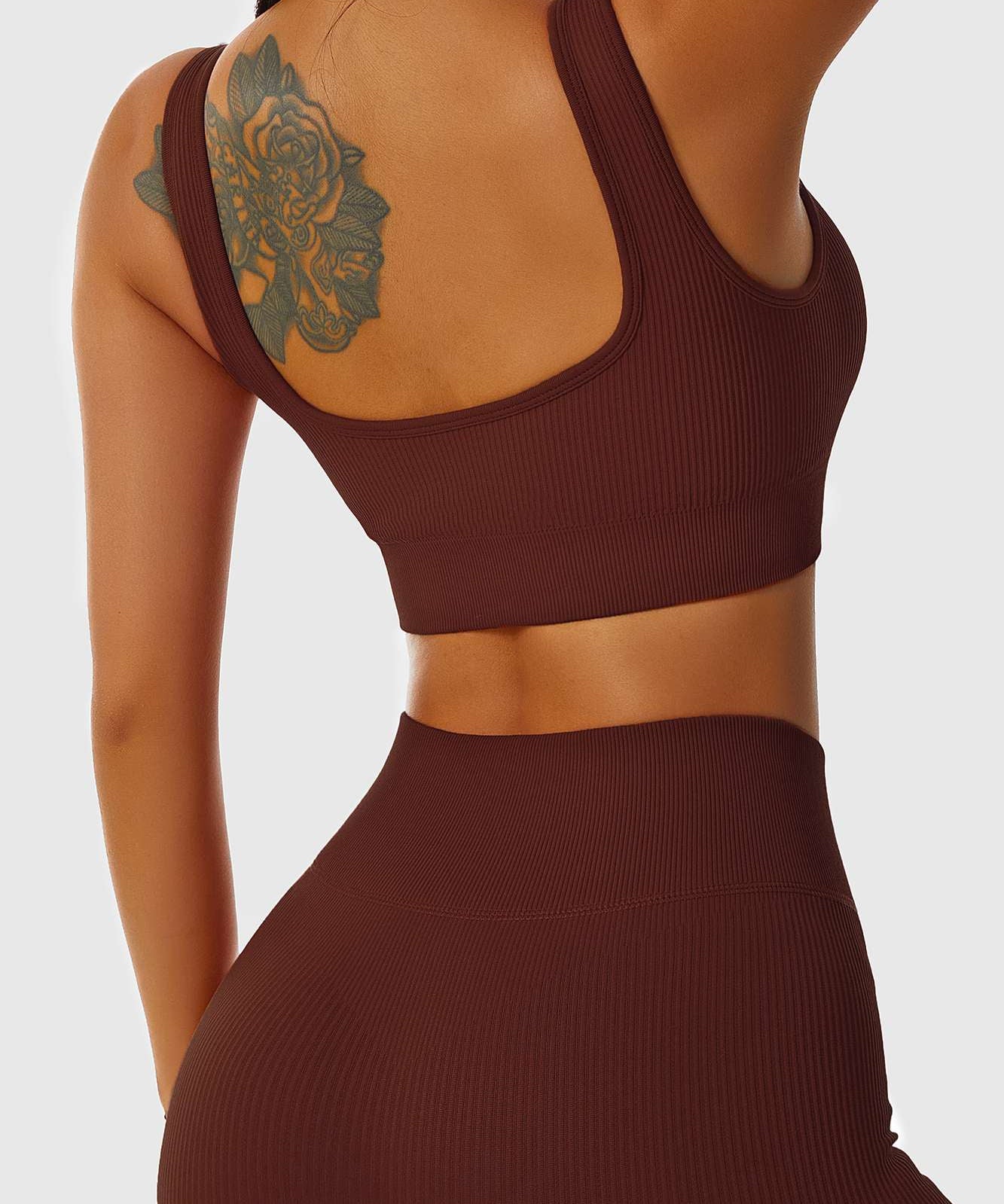 Ribbed Scoop Neckline Sports Bra by bornfocus