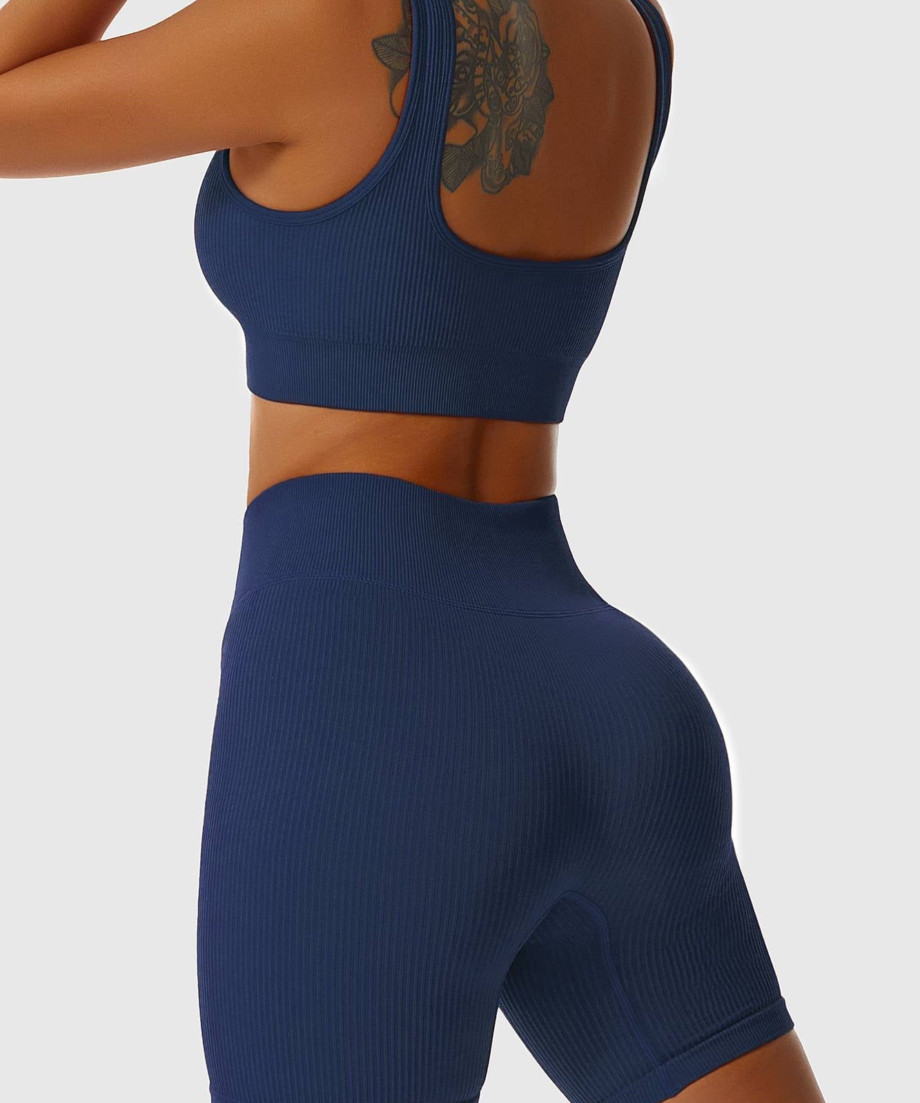 Ribbed Scoop Neckline Sports Bra by bornfocus