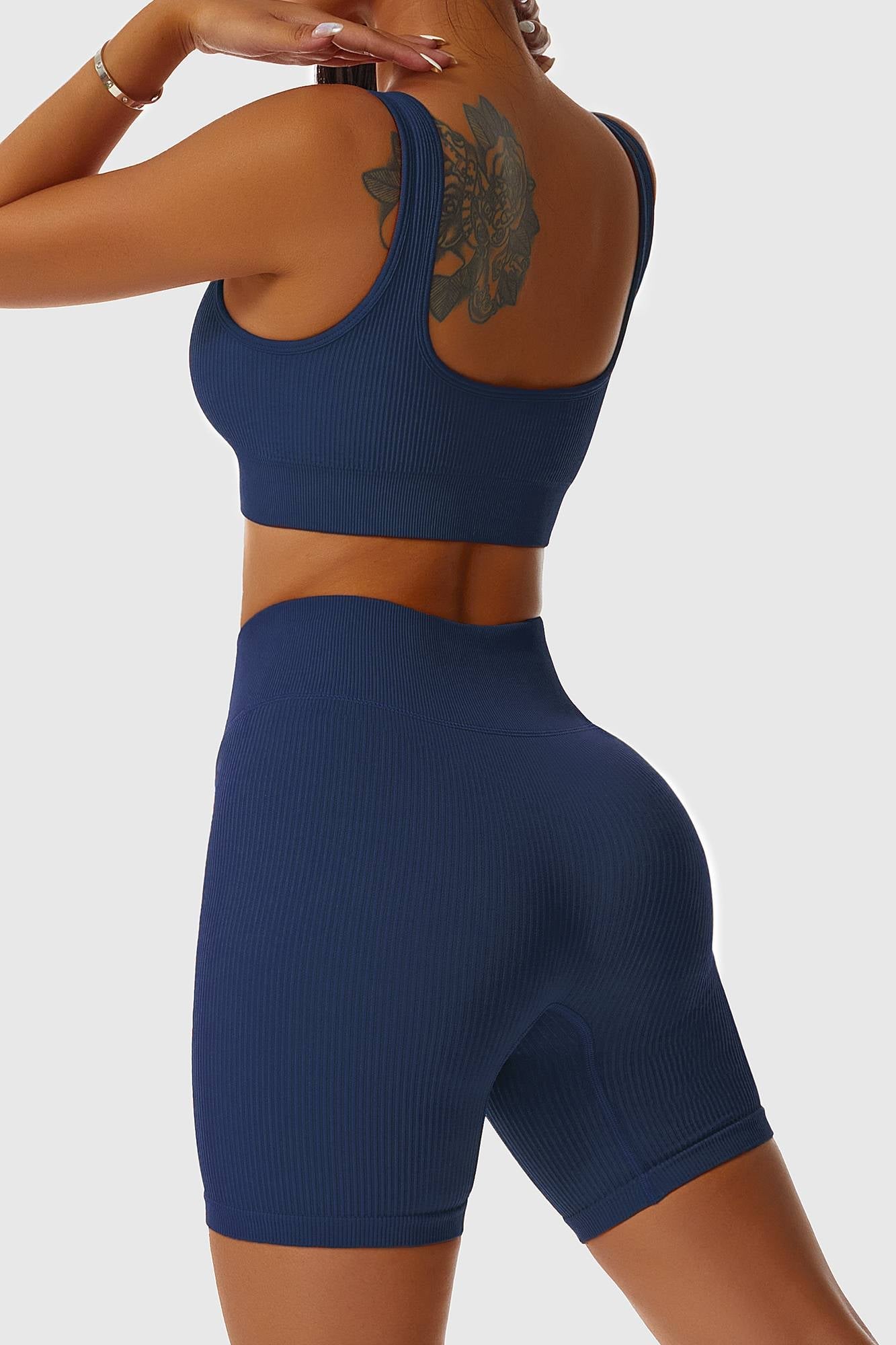 Ribbed Scoop Neckline Sports Bra by bornfocus