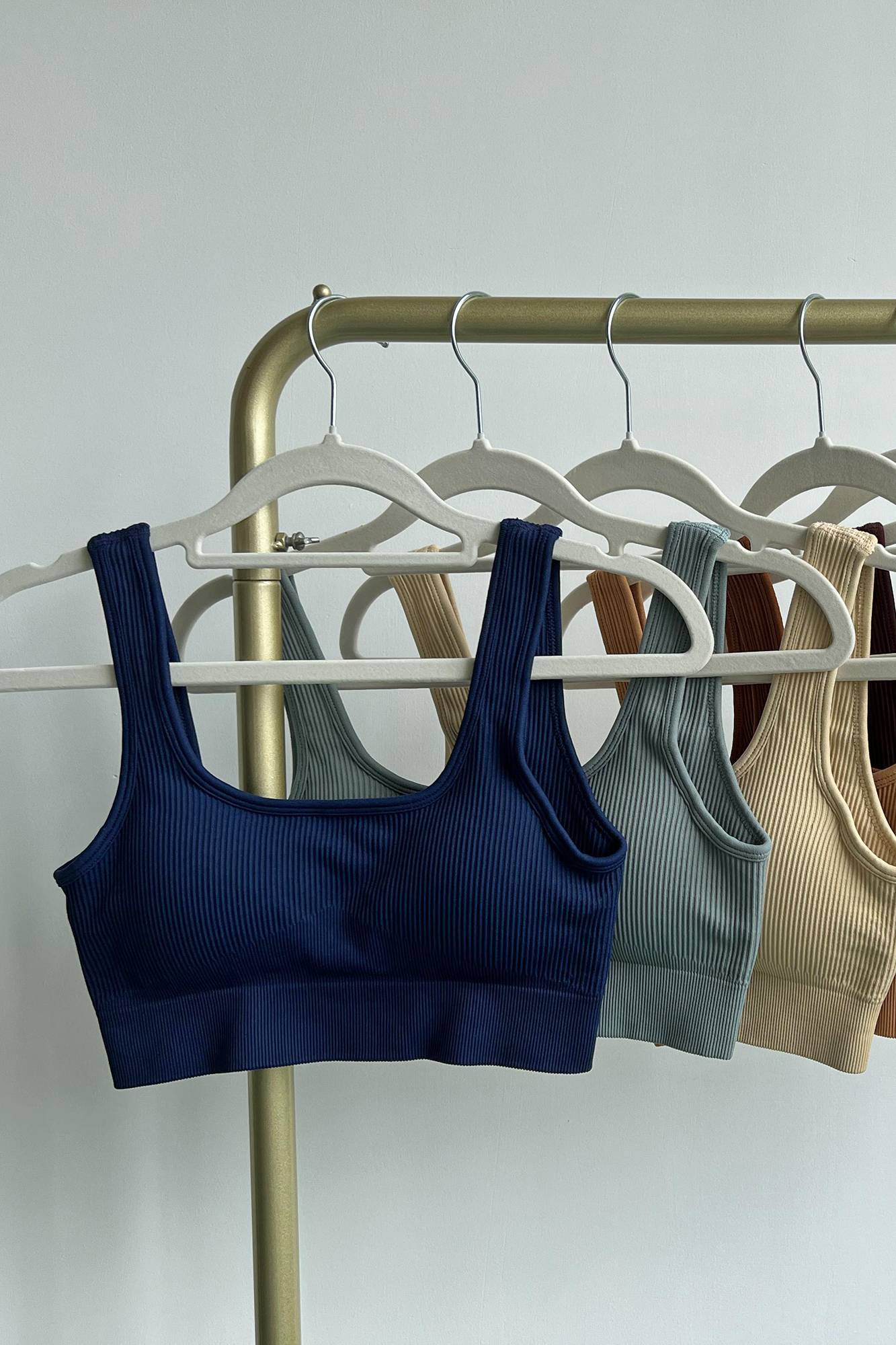 Ribbed Scoop Neckline Sports Bra by bornfocus
