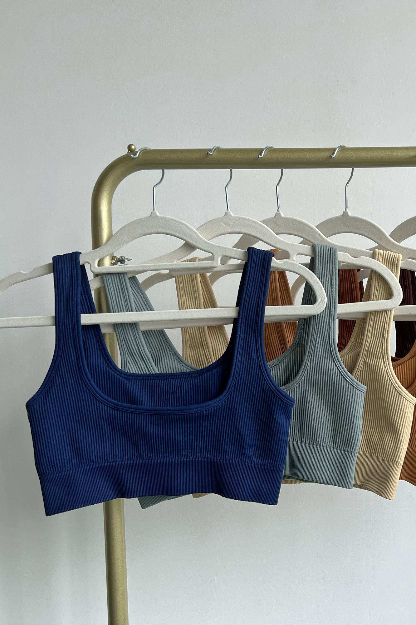 Ribbed Scoop Neckline Sports Bra by bornfocus