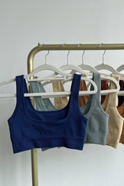 Ribbed Scoop Neckline Sports Bra by bornfocus