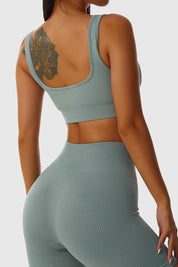 Ribbed Scoop Neckline Sports Bra by bornfocus