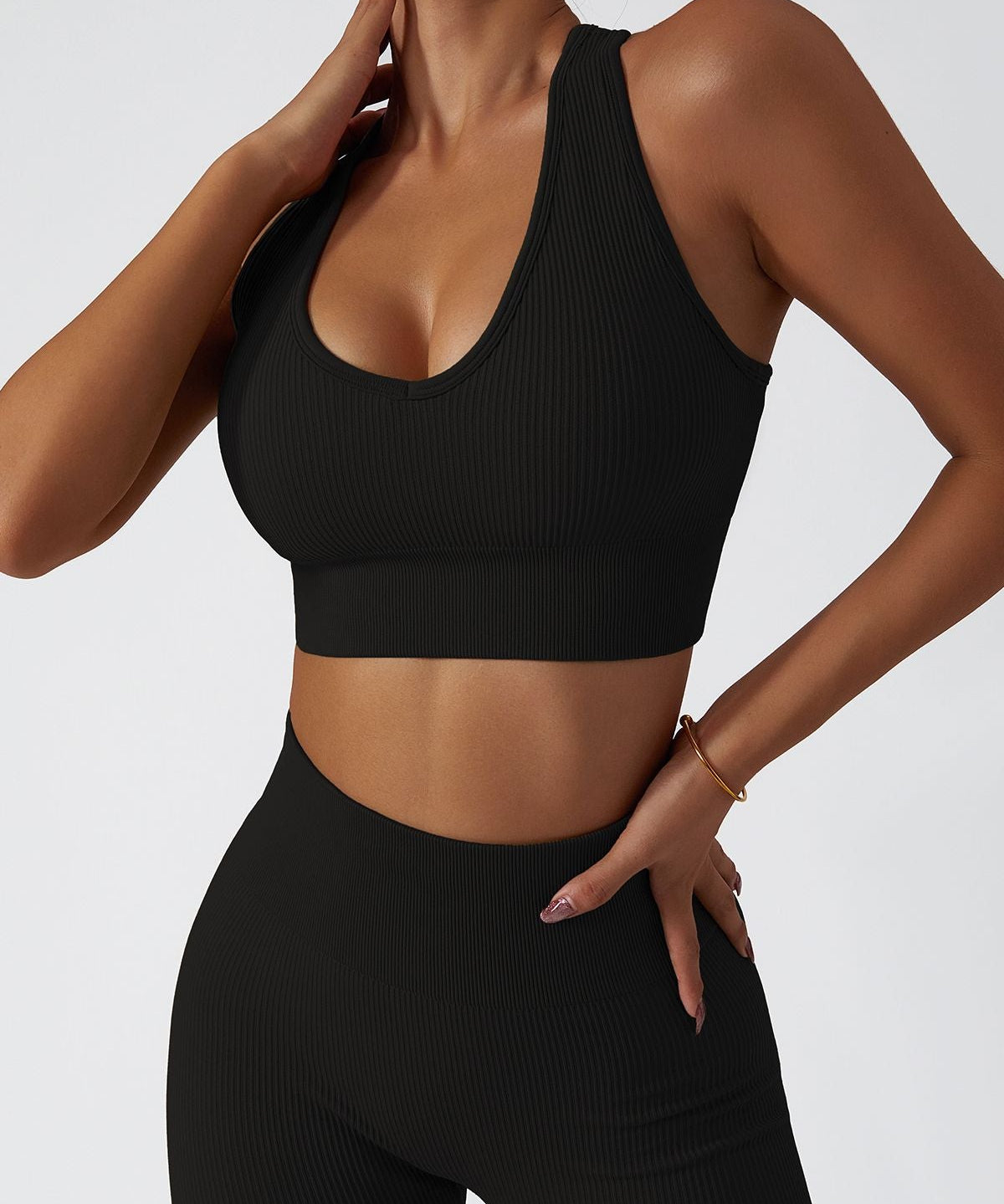 Ribbed Racerback Sports Bra by bornfocus