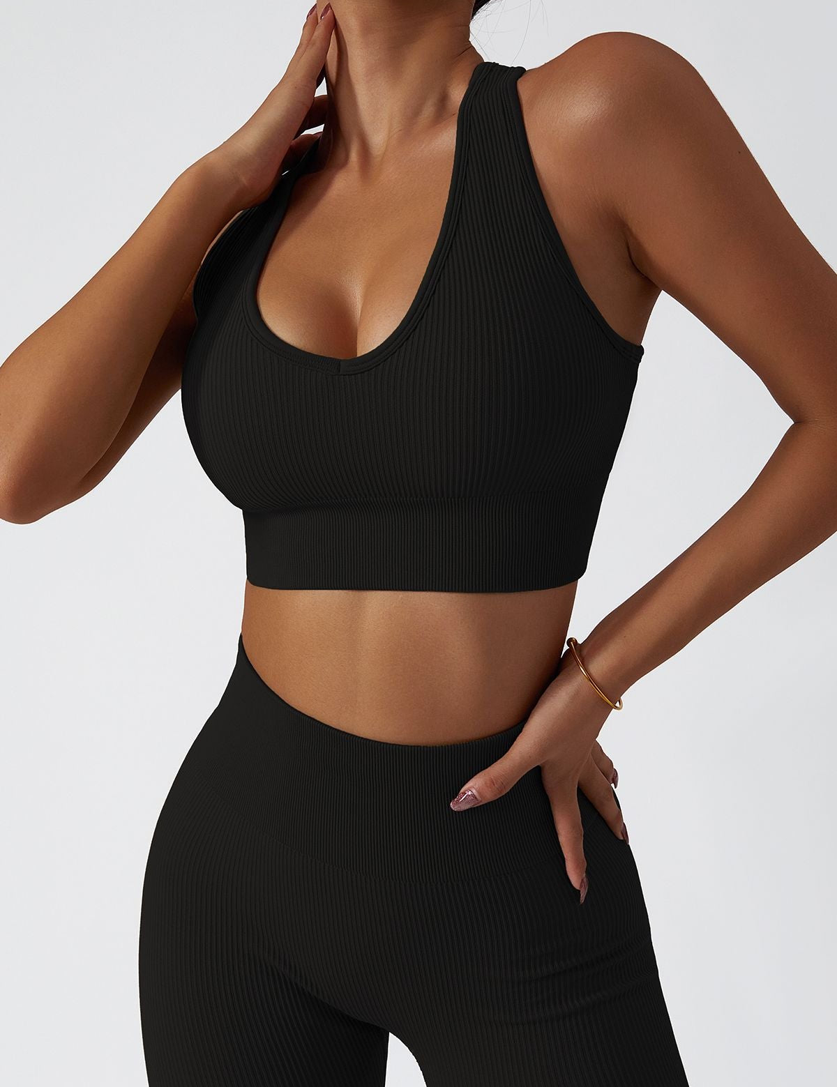 Ribbed Racerback Sports Bra by bornfocus