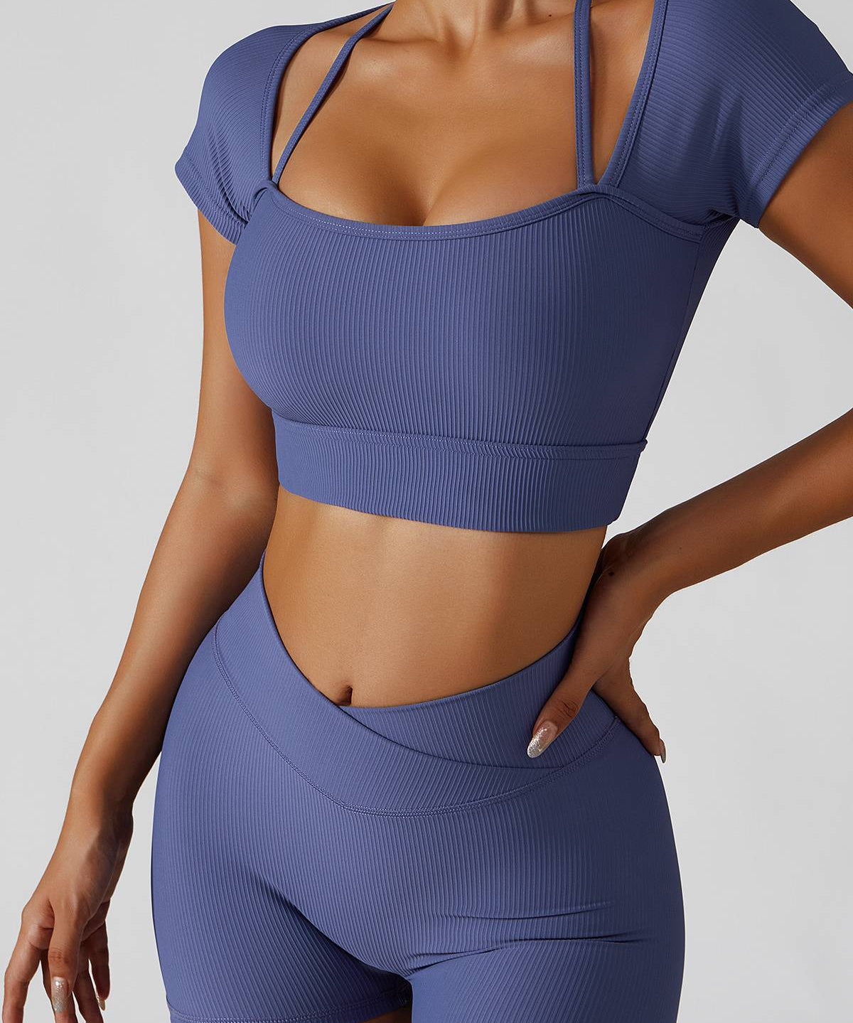Short Sleeve Halter Spaghetti Strap Tops by bornfocus