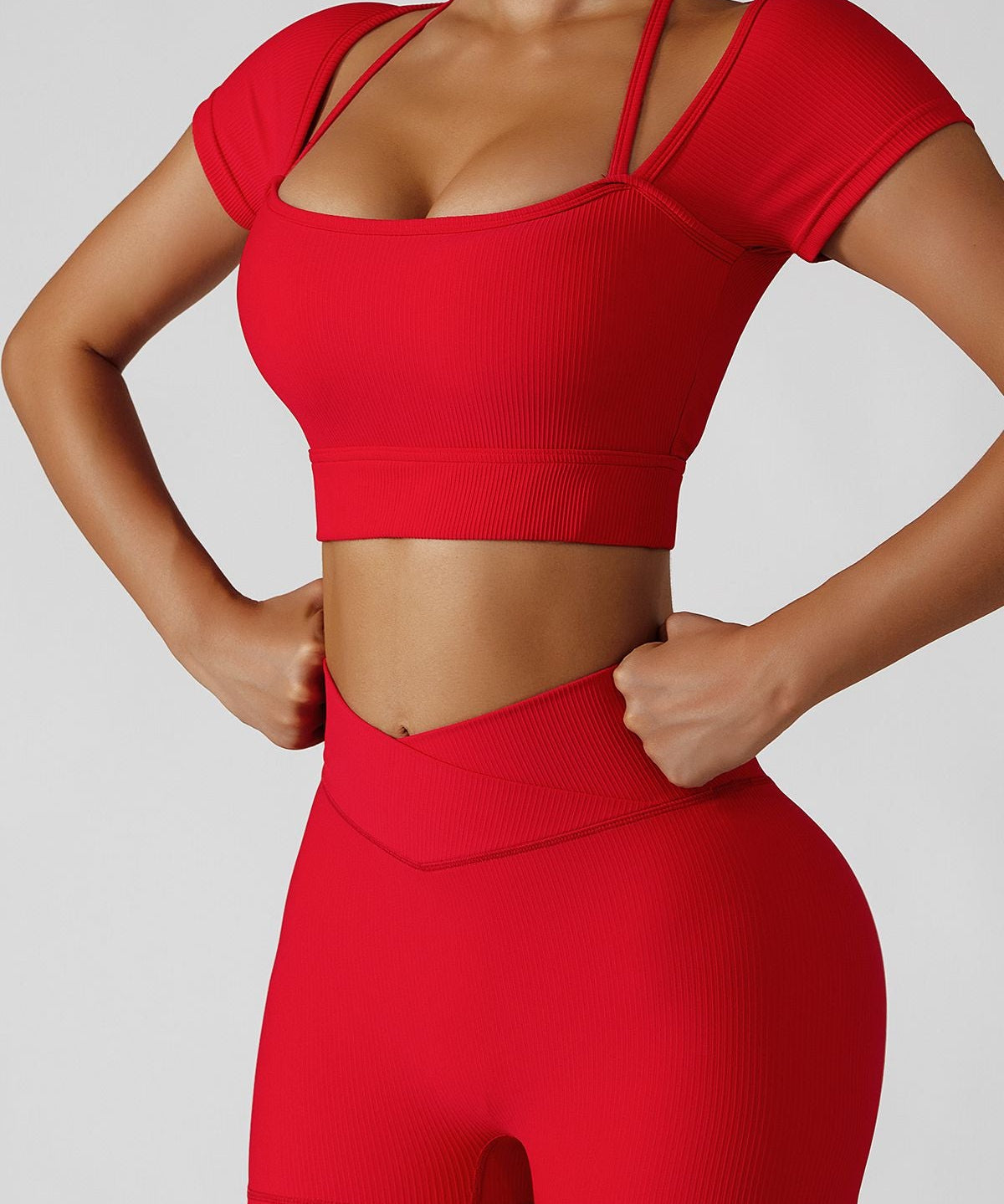 Short Sleeve Halter Spaghetti Strap Tops by bornfocus
