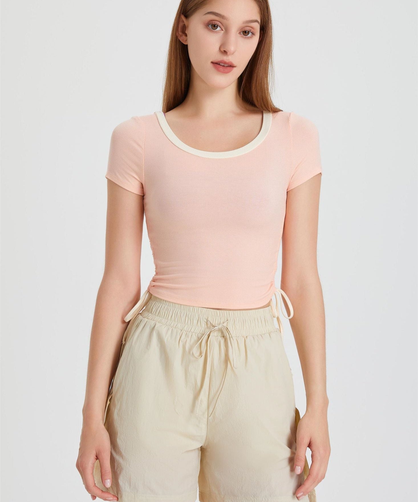 Ribbed Contrast Trim Crop T-Shirt by bornfocus