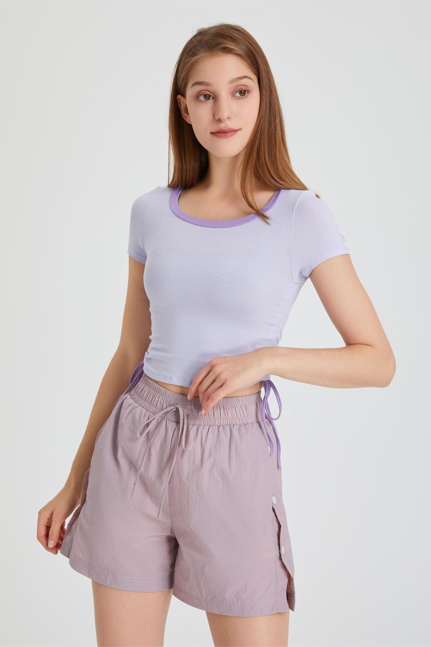 Ribbed Contrast Trim Crop T-Shirt by bornfocus