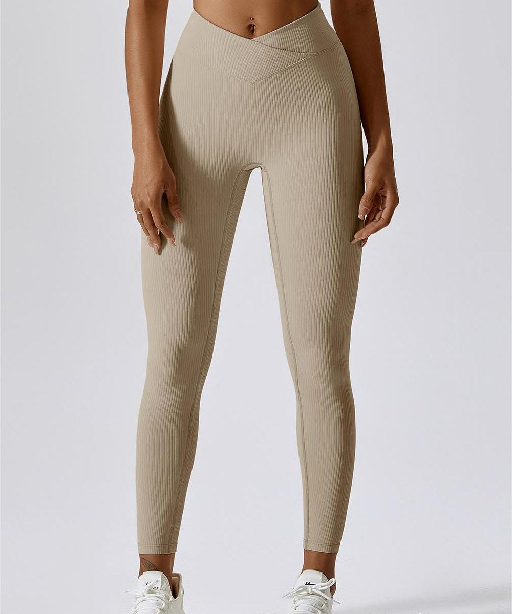 Ribbed V-Waist Butt Sculpting Leggings by bornfocus