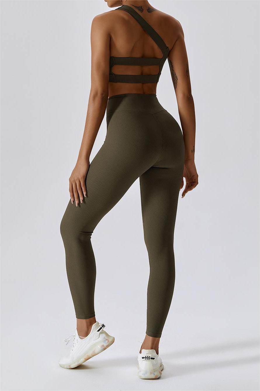 Ribbed V-Waist Butt Sculpting Leggings by bornfocus