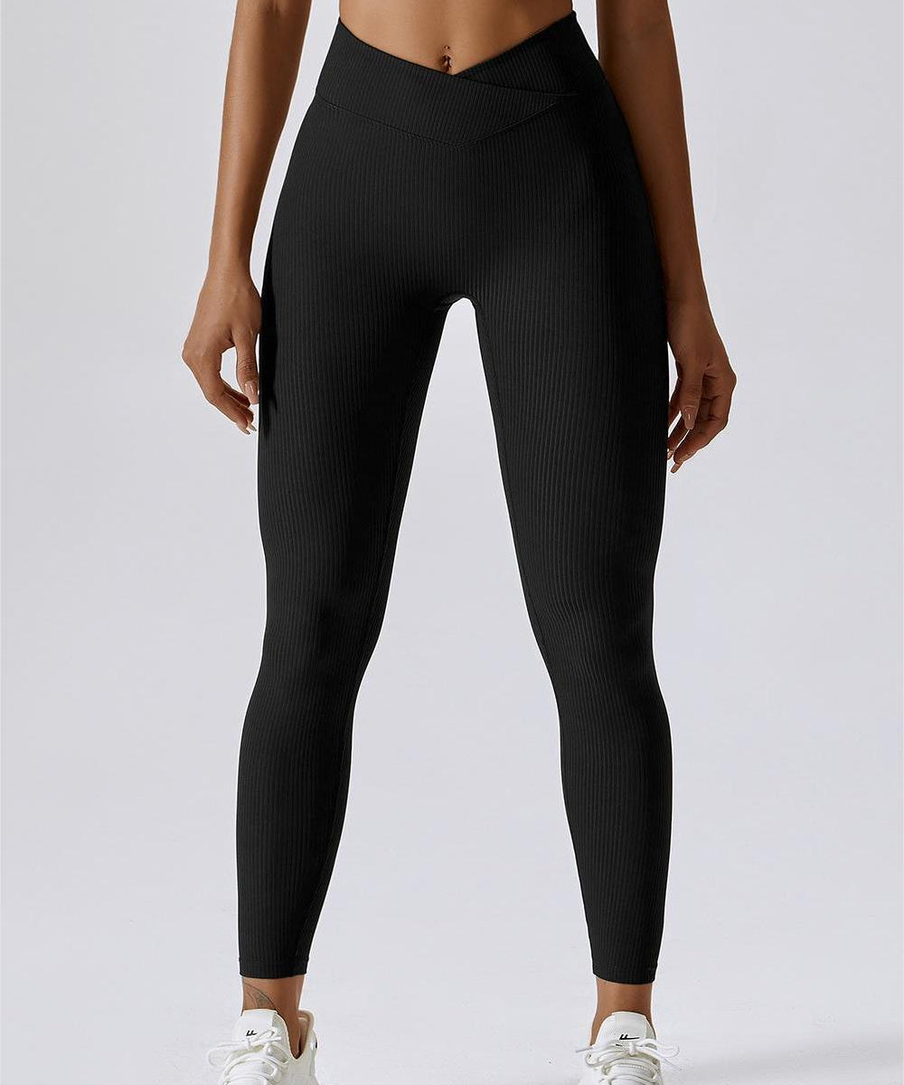 Ribbed V-Waist Butt Sculpting Leggings by bornfocus