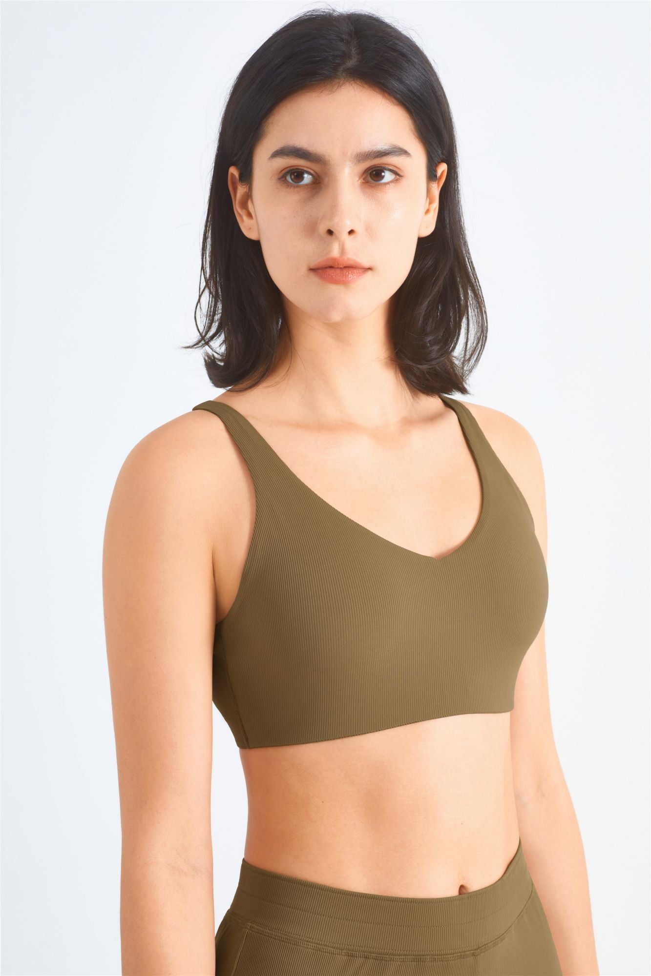 Ribbed Y-Back Sports Bra & Wide-Leg Yoga Pants Set by bornfocus