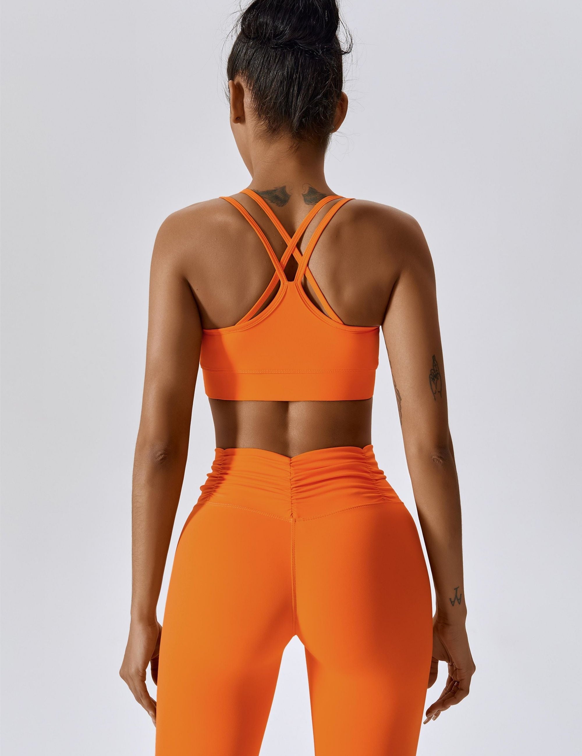 Ruched Front Crisscross Back Crop Top by bornfocus