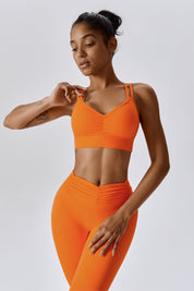 Ruched Front Crisscross Back Crop Top by bornfocus