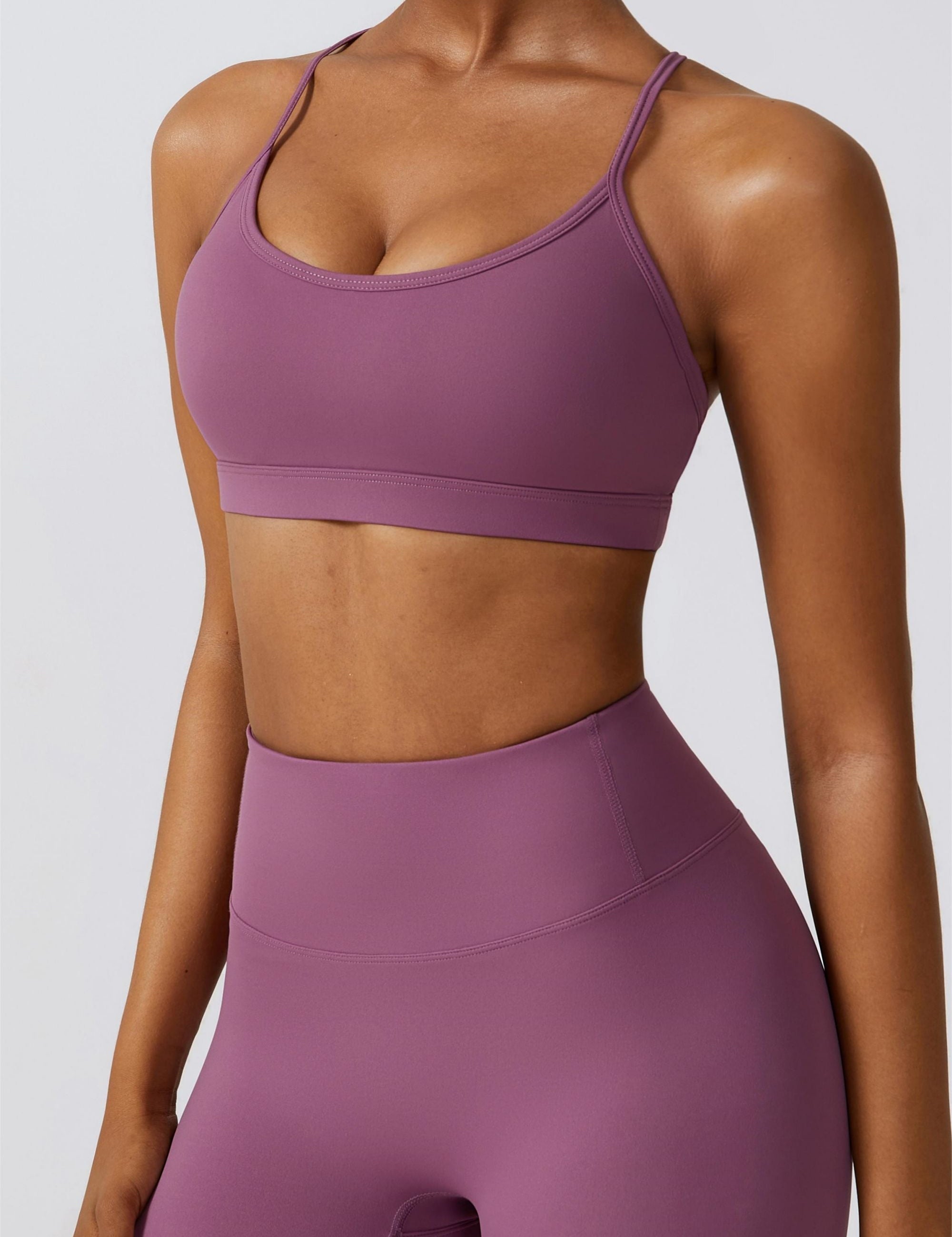 Scoop Neck Strappy Sports Bra by bornfocus