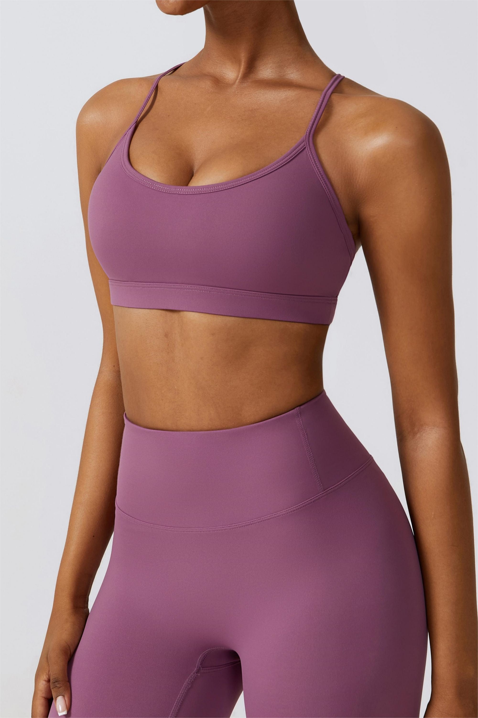 Scoop Neck Strappy Sports Bra by bornfocus