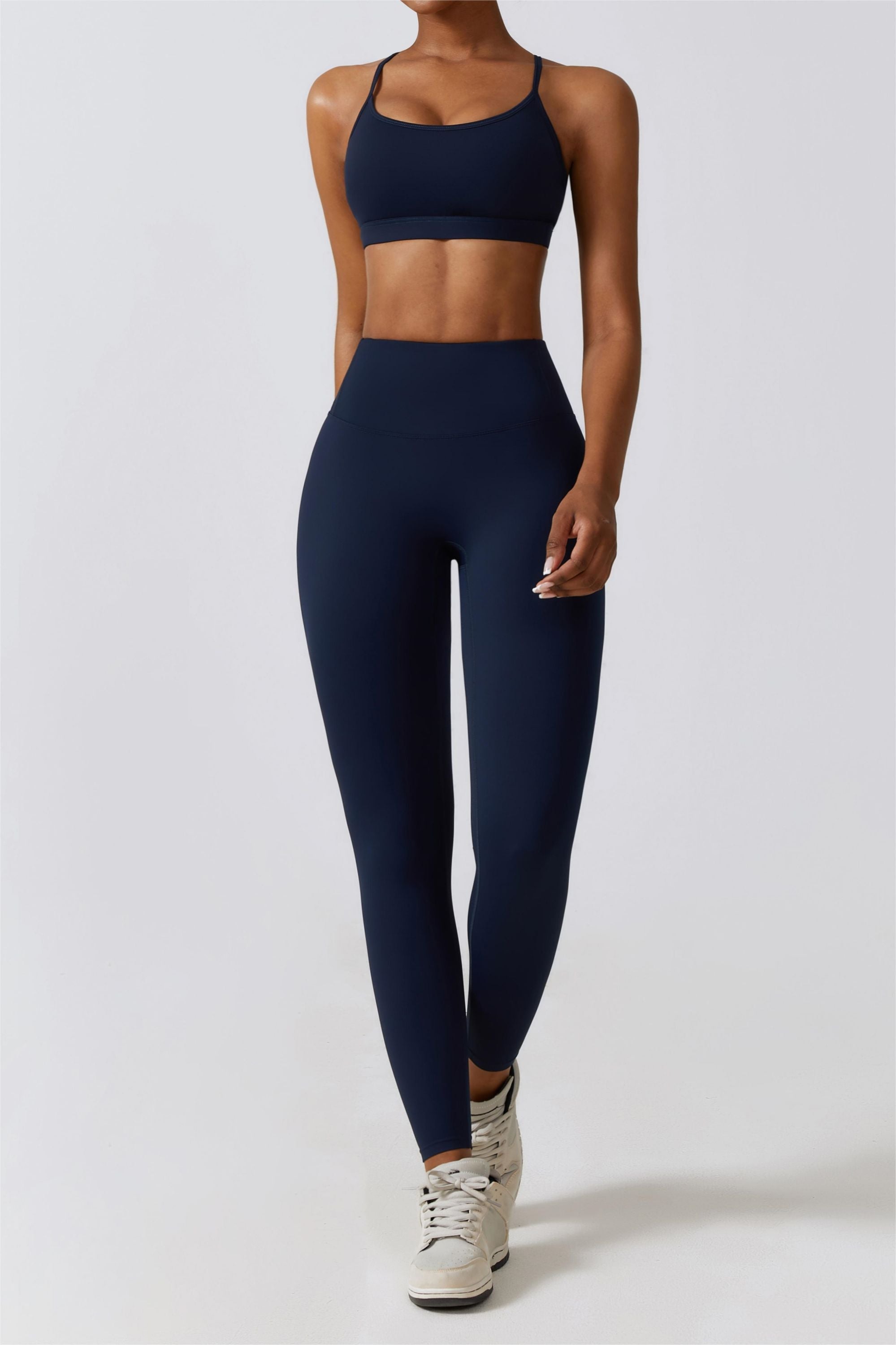 Scoop Neck Strappy Sports Bra by bornfocus