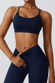 Scoop Neck Strappy Sports Bra by bornfocus