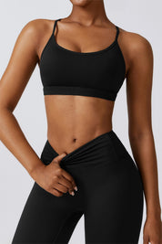 Scoop Neck Strappy Sports Bra by bornfocus