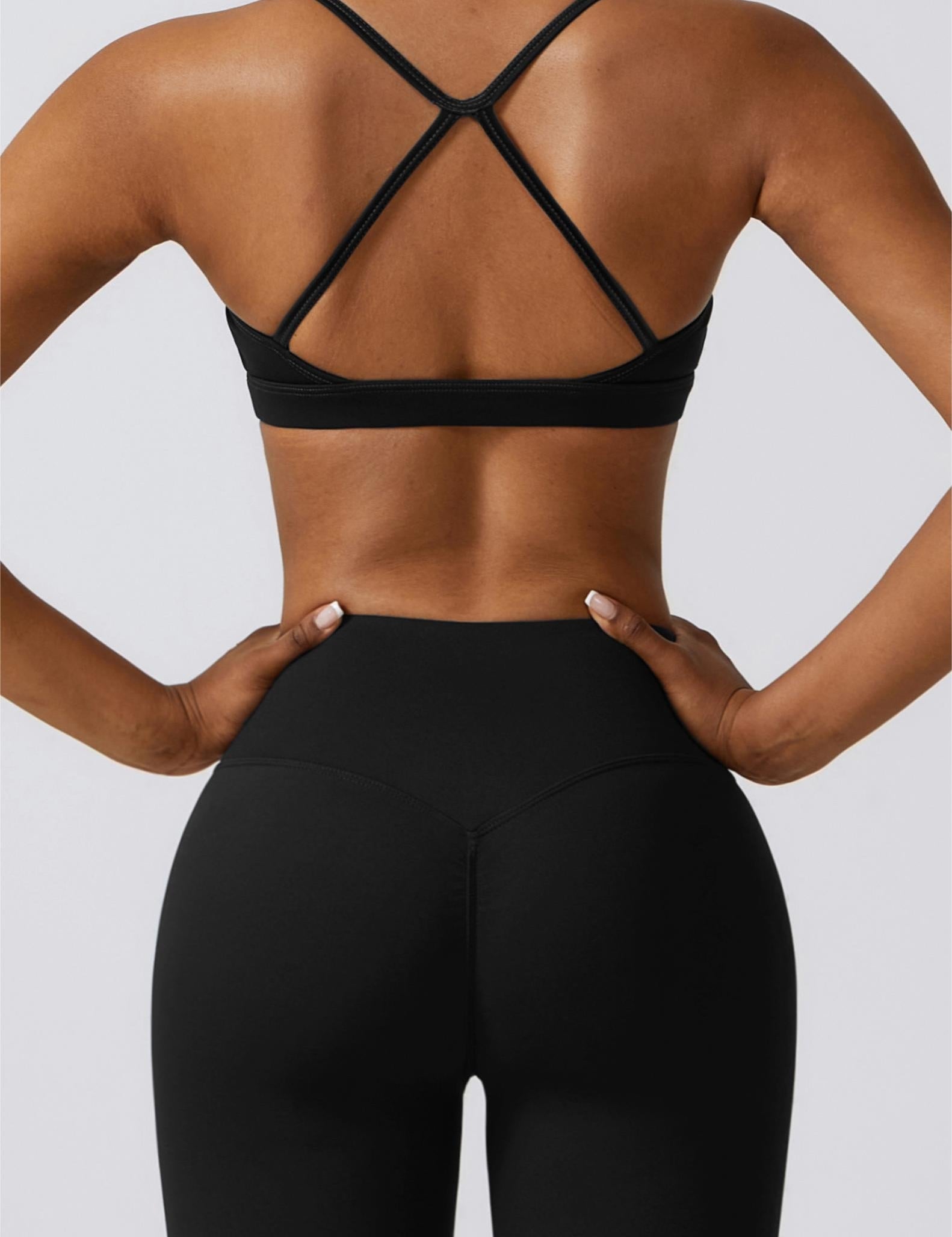 Scoop Neck Strappy Sports Bra by bornfocus