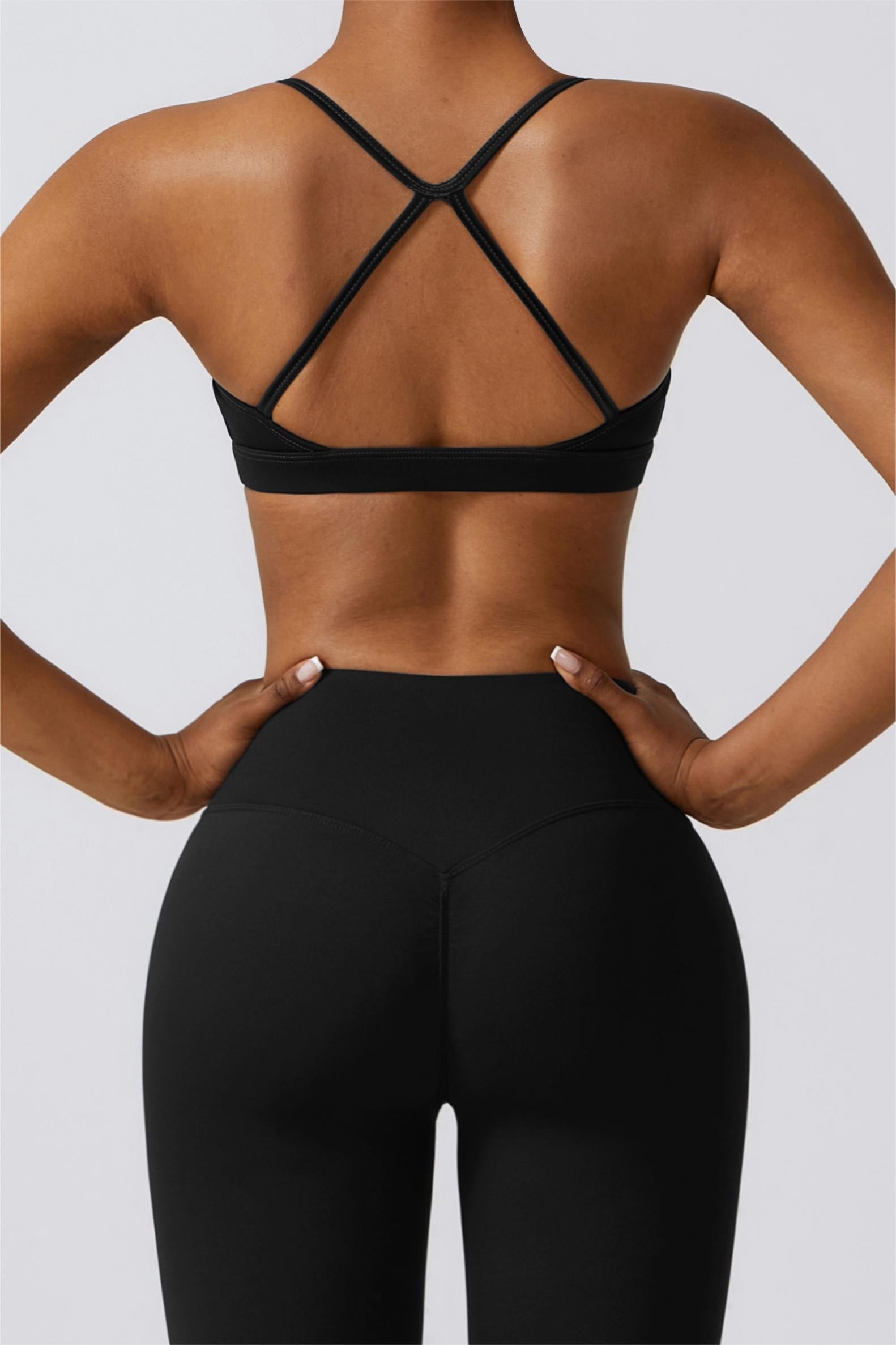 Scoop Neck Strappy Sports Bra by bornfocus