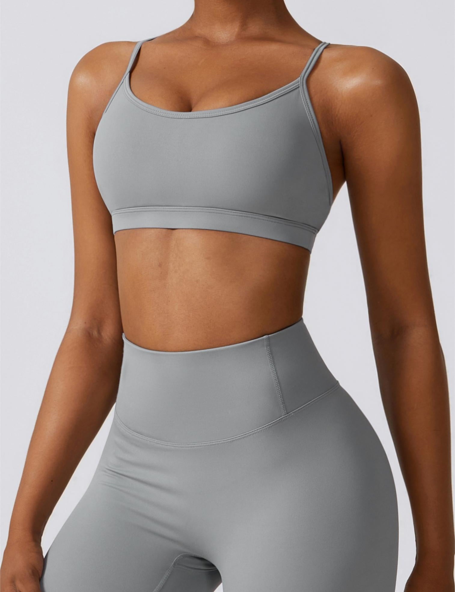 Scoop Neck Strappy Sports Bra by bornfocus