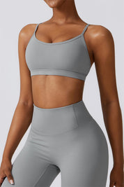 Scoop Neck Strappy Sports Bra by bornfocus