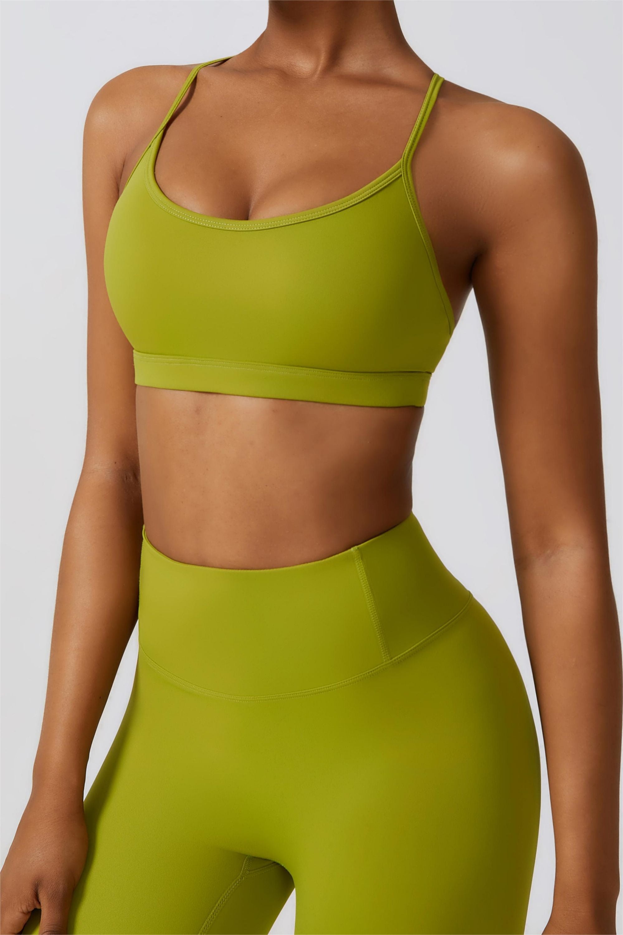 Scoop Neck Strappy Sports Bra by bornfocus