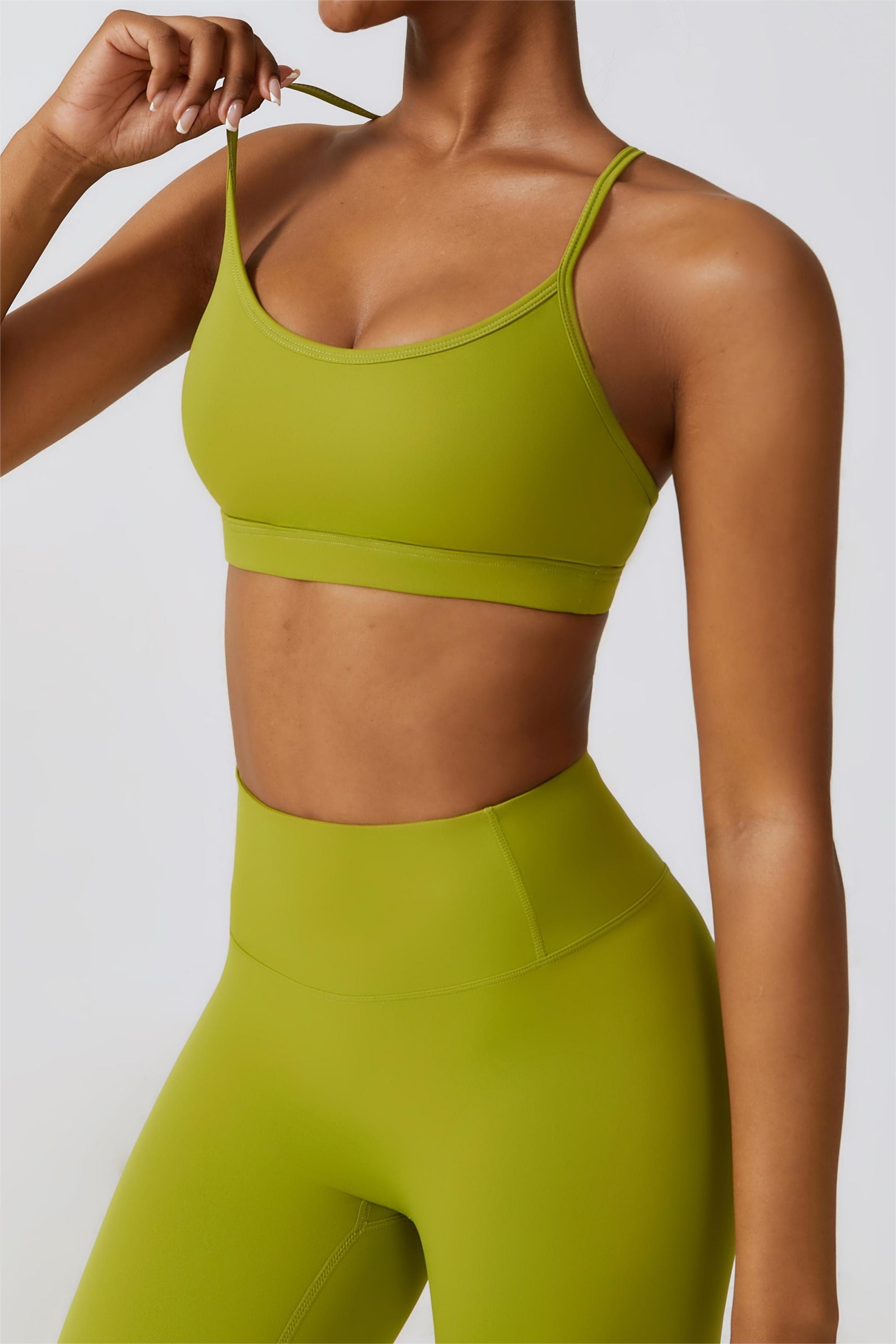 Scoop Neck Strappy Sports Bra by bornfocus