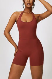 Scoop Neck Halter Short Unitard by bornfocus