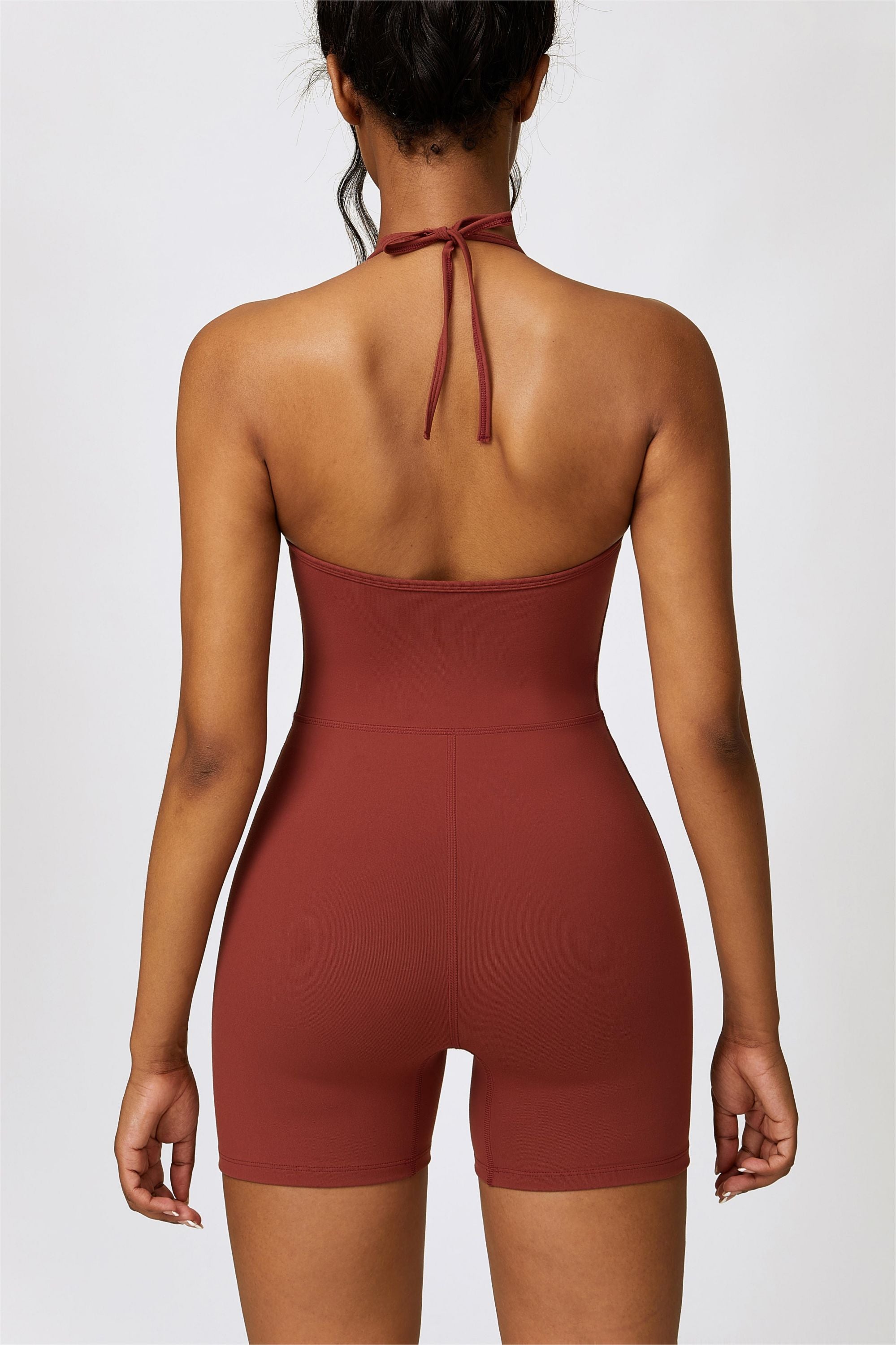 Scoop Neck Halter Short Unitard by bornfocus