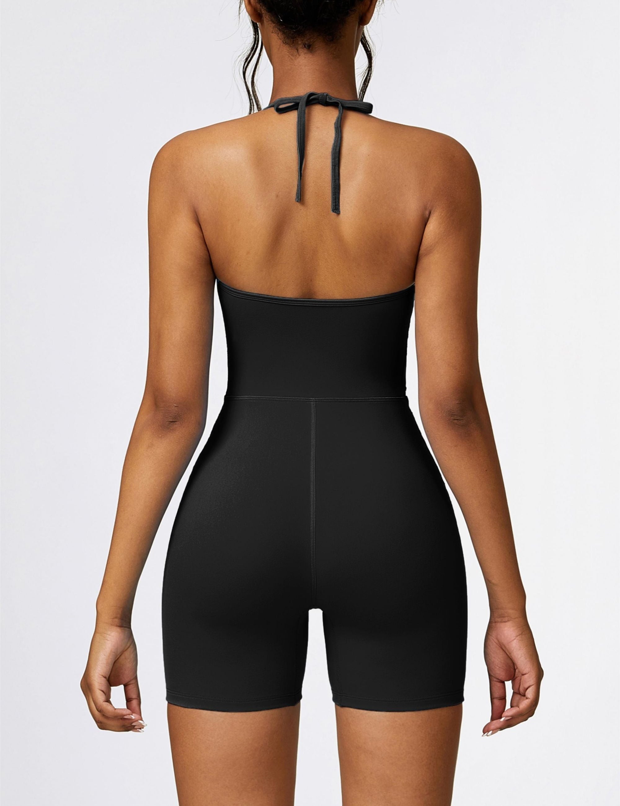 Scoop Neck Halter Short Unitard by bornfocus